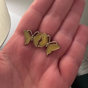 NWOT Yellow Butterfly Stud Earrings